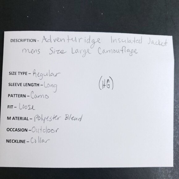 Adventuridge Mens Large Insulated Camouflage Jacket Polyester Blend Outdoor Wear - Picture 7 of 8